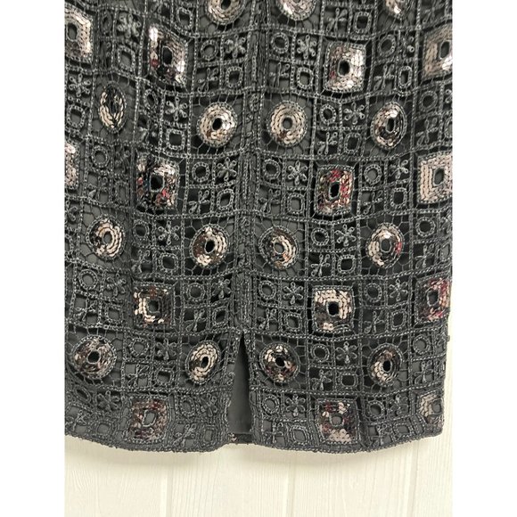 Muse Exclusively For Boston Proper Women's Beaded Sequin Black Skirt Size 6 - Picture 7 of 11